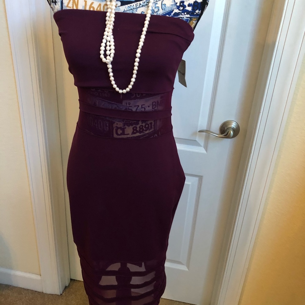 Strapless panel mesh dress